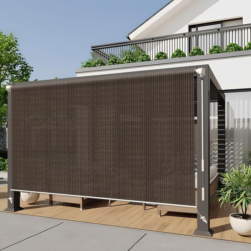 HENG FENG Outdoor Roller Shade 6'(W) x6'(H) Cordless Exterior Roller Shade Patio Shades Roll up Outdoor Blinds for Patio Porch Gazebo Pergola,Mocha - Image 1